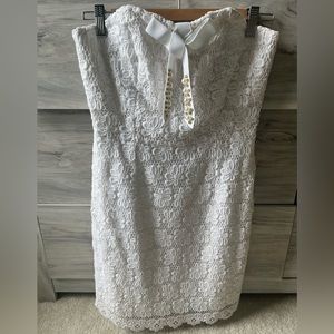 Gorgeous white lace dress with embellished bow